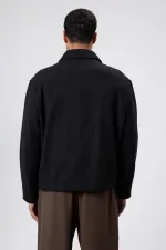 Veste oversize zippée en cachemire, noire