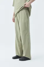 Basıc Oversize Keten Takım Haki