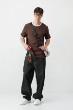 Kısa Kollu Regular Fit Tişört Kahve