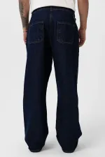 Pileli Zincir Detaylı Baggy Jean Koyu Mavi