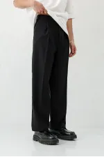 Baggy Fit Pleated Pants Black