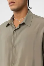 Oversize Modal Kumaş Gömlek Haki