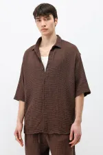 Müslin Kumaş Rahat Kalıp Keten Takım Kahve