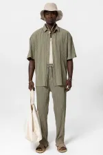 Basic Oversize Ottoman Takım Haki