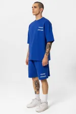 Young Atelıer Baskılı Şort Takım Saks