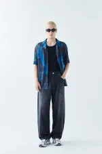 Patterned Corduroy Oversize Shirt Pattern-12