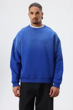 Sweat-shirt oversize bleu marine à détails en pierre délavée