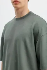 Modal Karışımlı Oversize Tişört Haki