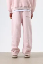 Yıkamalı Baggy Eşofman Alt Pembe