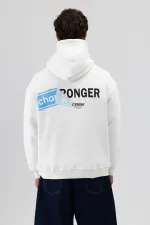 Sweat-shirt oversize imprimé au dos, écru