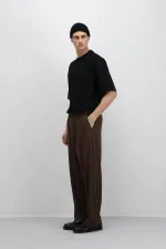 Baggy Fit Kumaş Pantolon Kahve