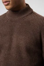 Yarım Balıkçı Yaka Triko Kazak Vizon