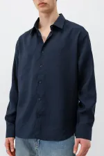 Chemise oversize en modal bleu marine