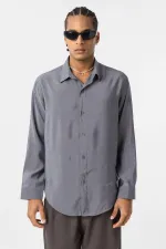 Oversize Modal Kumaş Gömlek Gri