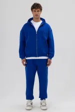 Sweat à capuche oversize basique zippé bleu marine