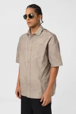 Oversize Yıkamalı Poplin Gömlek Taş