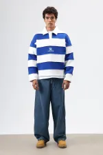 Sweat-shirt oversize à rayures imprimées, écru