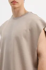 T-shirt basique oversize sans manches, couleur vison