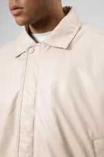 Veste oversize basique en similicuir couleur pierre