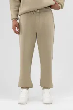 Pantalon de survêtement basique à chevilles élastiquées, kaki