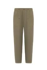Baggy Fit Gabardine Trousers Khaki
