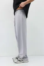 Basic Bel Lastikli  Eşofman Alt Gri Melanj