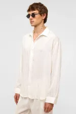 Oversize Long-Sleeve Modal Fabric Shirt White