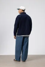 Oversize Gabardin Gömlek Ceket Lacivert