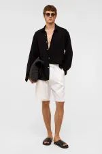 Oversize Uzun Kollu Keten Gömlek Siyah