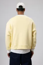 Bisiklet Yaka Cep Detaylı Oversize Sweatshirt Sarı