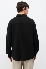 Uzun Kollu Basic Oversize Gömlek Siyah