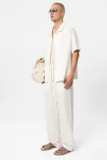 Basic Shirt and Bottom Set in White