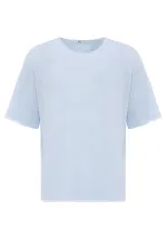 Basic Oversize Knitted T-Shirt, Baby Blue