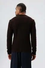 Crew Neck Oversize Knitted Sweater, Coffee