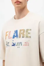 Baskılı Oversize Tişört Taş