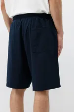 Short oversize en lin bleu marine