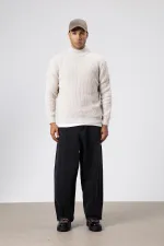 Yarım Balıkçı Yaka Triko Kazak Taş