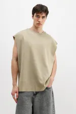 T-shirt basique oversize sans manches kaki