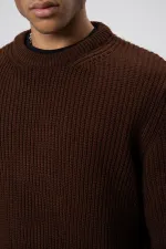 Bisiklet Yaka Oversize Triko Kazak Kahve