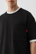 Kısa Kollu Oversize Cepli Tişört Siyah