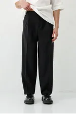 Baggy Fit Pleated Pants Black