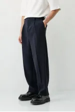 Baggy Fit Pilili Pantolon Lacivert