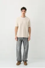 Kısa Kollu Regular Fit Tişört Taş