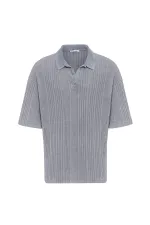 Polo Yaka Oversize Triko Gri