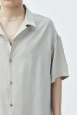 Basıc Oversize Keten Takım Bej