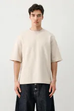 Kısa Kollu Boxy Fit Tişört Taş