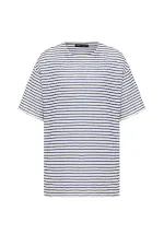 T-shirt rayé oversize en maille (bleu marine)