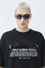 Atelier Kabartma Baskılı Oversize Tişört Siyah