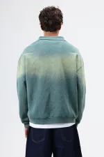 Sweat-shirt oversize à col zippé, bleu marine