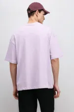 T-shirt basique oversize à col rond lilas